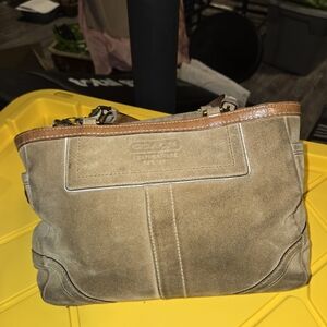 Coach purse tan suede large